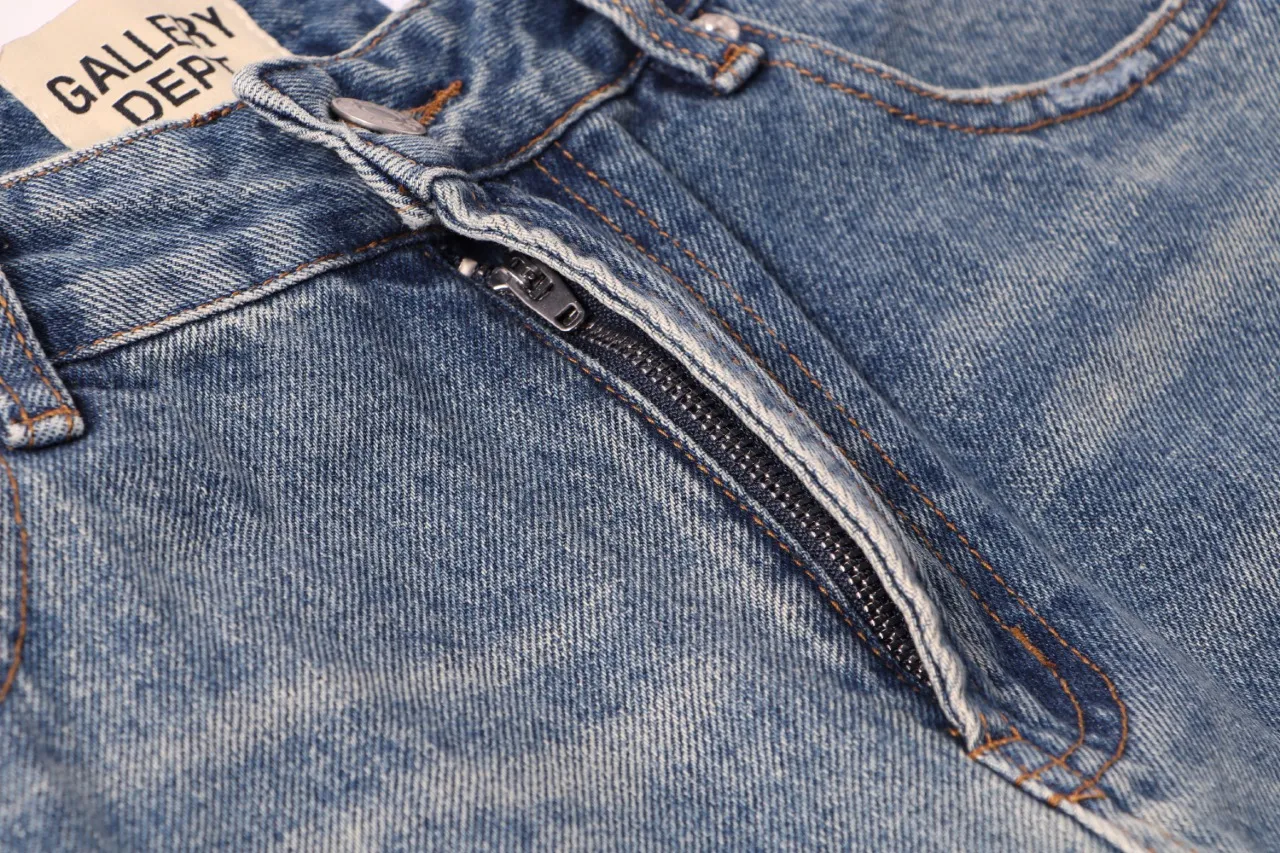 670#Gallery Dept New style ripped patch tassel blue washed jeans bootcut trousers high street trendy pants casual versatile trousers washed blue S~XL P260